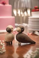 Billede af Kay Bojesen Turtelduer 1 Par H: 9 cm - Eg/ Røget eg