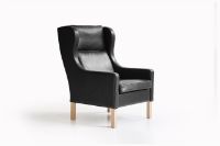 Billede af Mogens Hansen MH195 Høj Stol SH: 42 cm - Premium Læder / Sort