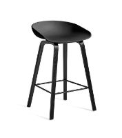 Billede af HAY AAS 32 Barstol Low H: 75 cm - Black Lacquered Oak/Black/Black Powder Coated Steel
