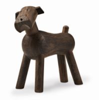 Billede af Kay Bojesen Hund Tim H: 7,5 cm - Røget eg