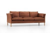 Billede af Mogens Hansen 2225 3 Pers Sofa L: 218 cm - Cognac Loke Læder / Børstet Stålben