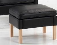 Billede af Mogens Hansen MH195 Fodskammel H: 42 cm - Premium Læder / Sort