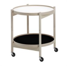 Billede af Brdr. Krüger Bølling Bakkebord m. 2 bakker Ø: 50 cm - Ubehandlet Bøg/Sort og Hvid