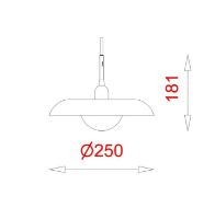Billede af Piet Hein RA 250 Pendel Ø: 25 cm - Krom/Sort Ledning