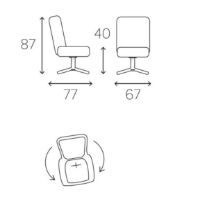 Billede af Conform Gyro Lænestol SH: 40cm - Sort læder/Aluminium