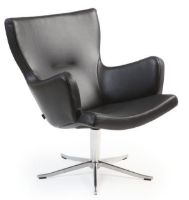 Billede af Conform Gyro Lænestol Med Armlæn SH: 40cm - Sort læder/Aluminium