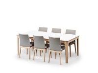 Billede af Skovby SM26 Spisebord inkl. 3 Tillægsplader 101 x 155 cm - Hvid Laminat / Hvidolieret Eg