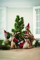 Billede af Kay Bojesen Nissehue Lille Abe  Ø: 5 cm - Rød/hvid