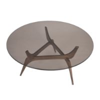 Billede af Brdr. Krüger Triiio Sofabord Ø: 90 cm - Olieret Valnød/Bronze Glas