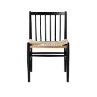Billede af FDB Møbler J80 Jørgen Bækmark Stol SH: 45 cm - Sortlakeret Bøg / Natur Flet  