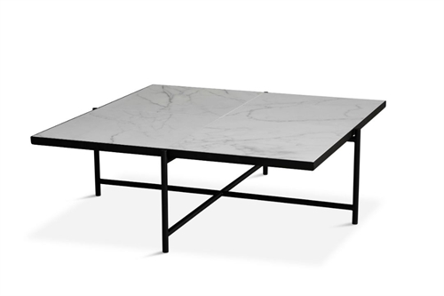 Billede af HANDVÄRK FURNITURE Coffee Table L: 96 cm - Sort Stel  / Hvid Marmor