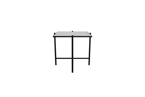 Billede af HANDVÄRK FURNITURE Side Table L: 50 D: 50 H: 47 cm - Sort Stel / Hvid Marmor