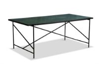 Billede af HANDVÄRK FURNITURE Spisebord 185 185x96 cm - Sort Stel/Grøn Marmor