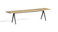 Billede af HAY Pyramid Bench 12 L: 190 cm - Black Steel Base/Clear Lacquered Oak