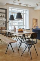 Billede af HAY Pyramid Bench 12 L: 190 cm - Black Steel Base/Clear Lacquered Oak