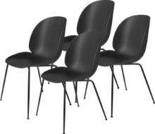 Billede af GUBI Beetle Dining Chair Conic Base 4 stk - Black Matt Base/Black Shell 