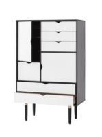 Billede af Andersen Furniture S5 Opbevaringsmøbel 83x132 cm - Sort/Hvide fronter