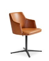 Billede af Skovby SM55 Spisebordsstol m. Drejefod H: 78 cm - Calvados læder/Sort Aluminium