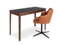 Billede af Skovby SM55 Spisebordsstol m. Drejefod H: 78 cm - Calvados læder/Sort Aluminium