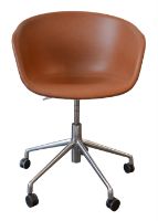Billede af Hay AAC53 Fuldpolsteret Kontorstol med hjul SH: 42-56 cm -  Sierra SIK1003 Cognac læder / Aluminium 