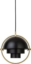 Billede af GUBI Multi-Lite pendel Small Ø:25,5 cm Brass base - Black Semi Matt skærm