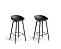 Billede af HAY AAS32 Bar Chair Low  2 stk. SH: 64 cm - Black Stained Oak Veneer/Black Powder Coated Steel 