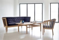 Billede af Stouby Maria 3 personers sofa - Ubehandlet bøg/Sort Sierra læder