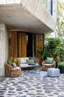 Billede af Cane-line Outdoor Nest Round stol SH: 40 cm - Natural/Grey