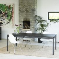 Billede af Rübner Spisebord/Arbejdsbord 200x100 cm - Sort Linoleum/Stål