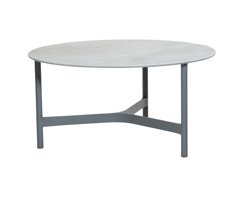 Billede af Cane-line Outdoor Twist Sofabord Stor Ø: 90 cm - Light Grey/Fossil Grey Keramik