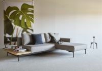 Billede af Innovation Living Bragi Sovesofa m. sidebord L: 265 cm - Mat Sort/Flashtex Light Grey