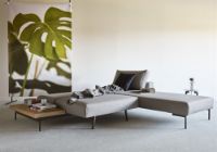 Billede af Innovation Living Bragi Sovesofa m. sidebord L: 265 cm - Mat Sort/Flashtex Light Grey