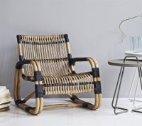 Billede af Cane-line Indoor Curve Loungestol SH: 34 cm - Natural Rattan/Black Bindings