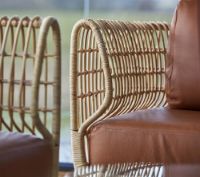 Billede af Cane-line Indoor Nest Loungestol SH: 40 cm - Natural Rattan/Cognac Leather