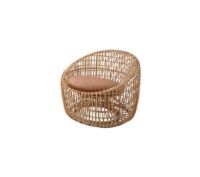 Billede af Cane-line Indoor Nest Rund Stol SH: 38 cm - Natural Rattan/Cognac Leather