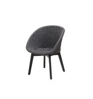 Billede af Cane-line Indoor Peacock Stol SH: 47 cm - Dark Grey/Black Teak