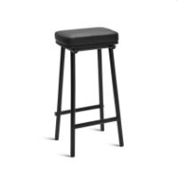 Billede af Please Wait to be Seated Tubby Tube Bar Stool Upholstery H: 78 cm - Black/Savanne Leather 