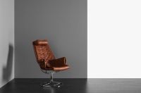 Billede af DUX Jetson Lænestol SH: 40cm - Cognac Læder/Sølvf