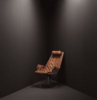 Billede af DUX Jetson Lænestol SH: 40cm - Cognac Læder/Sølvf