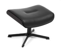 Billede af Conform Timeout Lænestol m. Høj Ryg inkl. Fodskammel SH: 45,5 cm - Sort Fantasy Læder m. Sortbejdset Eg/Sort Aluminium