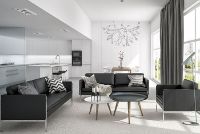 Billede af Skipper Capri 2,5 pers. sofa L: 156cm Armlæn B - Stål/Sort Læder