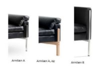 Billede af Skipper Capri 3 pers. sofa L: 216cm Armlæn A - Stål/Sort Læder