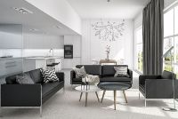 Billede af Skipper Capri 3,5 pers. sofa L: 226cm Armlæn B - Stål/Sort Læder