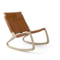 Billede af Mater Rocker Chair H: 78 cm - Whisky Læder/Matlakeret Eg
