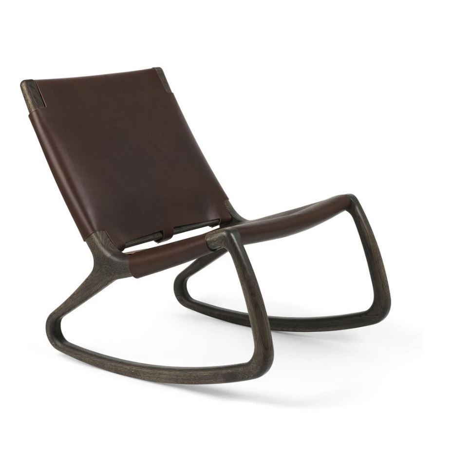 Billede af Mater Rocker Chair H: 78 cm - Mustang Læder/Sirka Grålakeret Eg