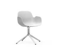 Billede af Normann Copenhagen Form Drejestol m. armlæn SH: 44cm - Hvid/Aluminium