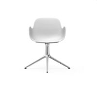 Billede af Normann Copenhagen Form Drejestol m. armlæn SH: 44cm - Hvid/Aluminium