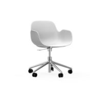 Billede af Normann Copenhagen Form Drejestol m. armlæn og hjul - Hvid/Aluminium