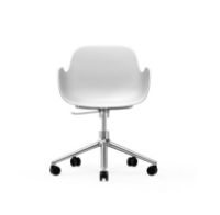 Billede af Normann Copenhagen Form Drejestol m. armlæn og hjul - Hvid/Aluminium