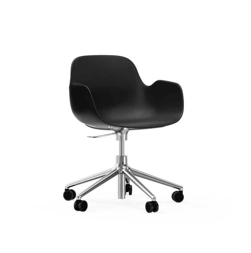 Billede af Normann Copenhagen Form Drejestol m. armlæn og hjul - Sort/Aluminium